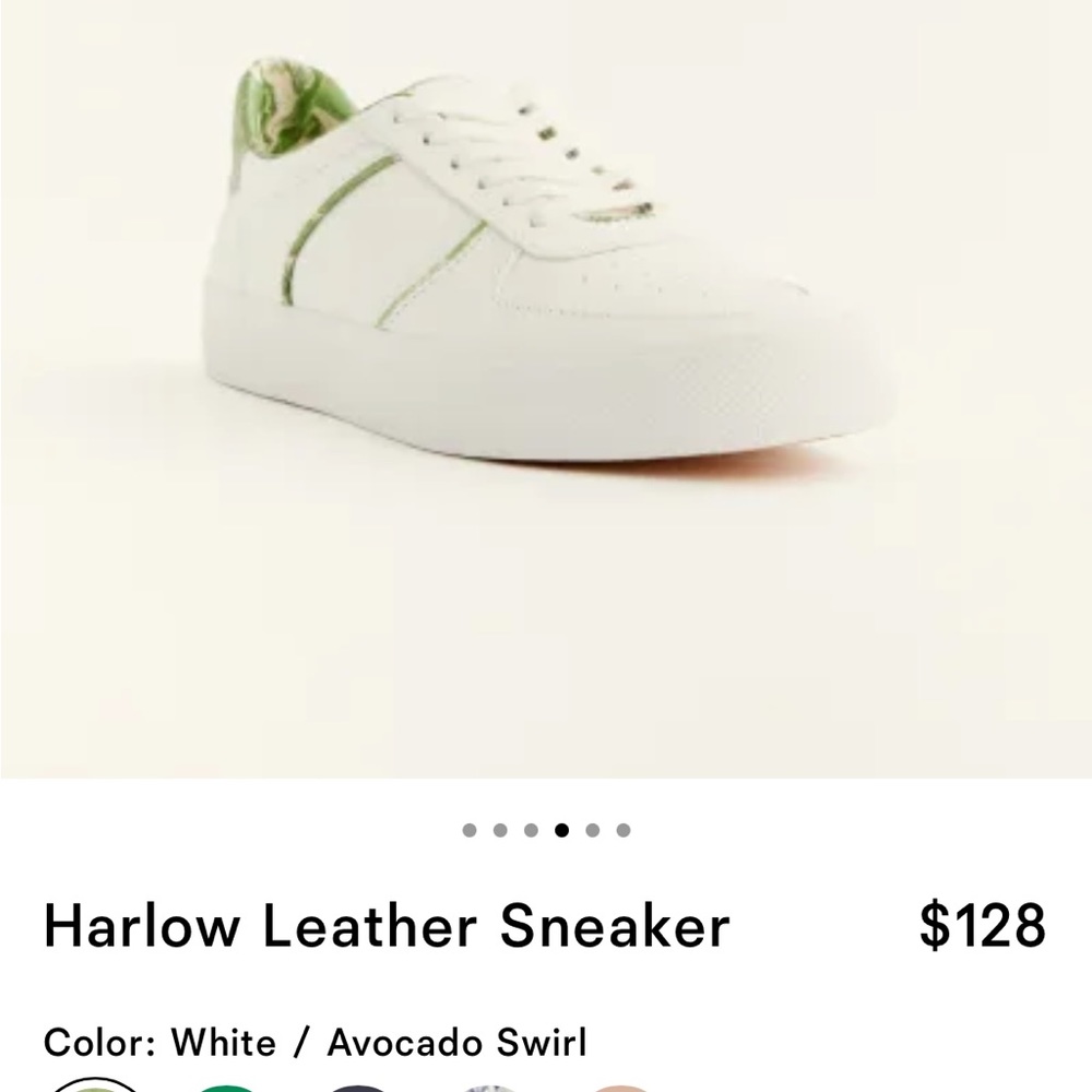 Reformation Harlow leather sneaker white/ avocado swirl size 8 tried on